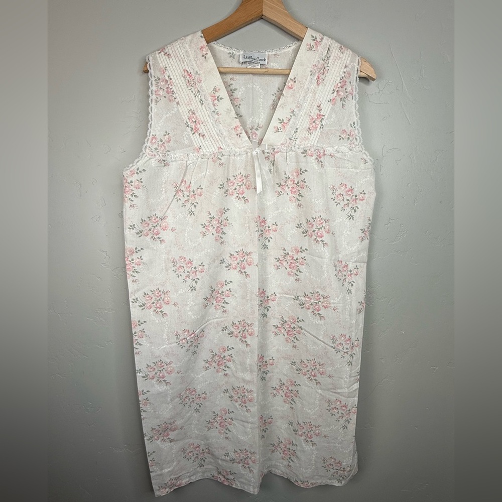 Vintage Willow Creek Floral Nightgown Lace Trim Slip Dress Nightdress Small NWOT